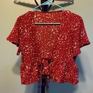 Noflik Women’s Medium Burgundy Wrap Top. Never worn.